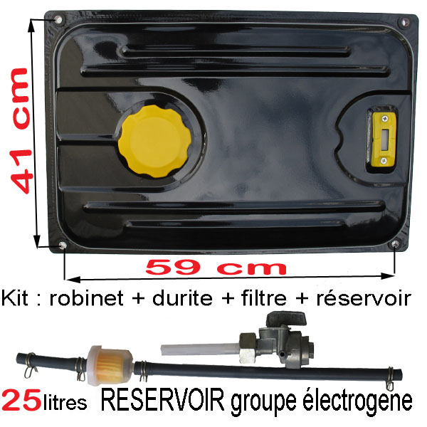 RESERVOIR Groupe électrogène 25 litres fixation 41 x 59 bouchon robinet filtre